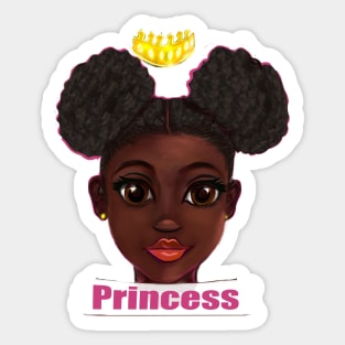 Princess - The best Gifts for black girls 2022 beautiful black girl with Afro hair in puffs, brown eyes and dark brown skin. Black princess Sticker